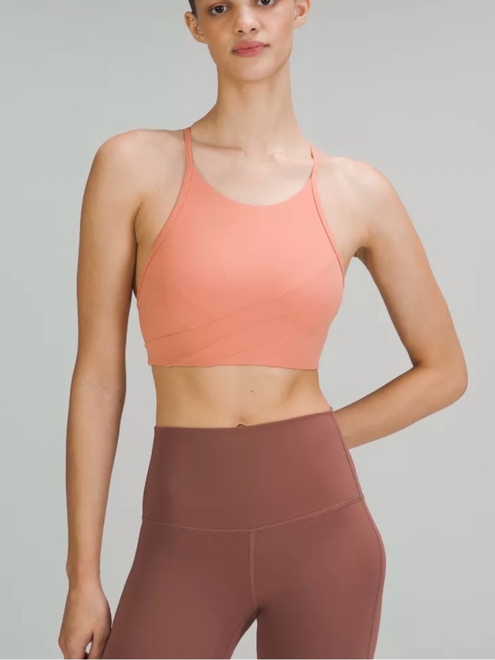 Lululemon Flow Y Wrap-Front High-Neck Bra *Light Support, B/C Cup in Peach